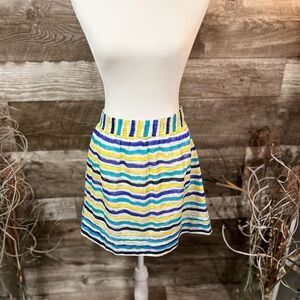 NWT Loft green/blue/yellow full mini skirt - 0P